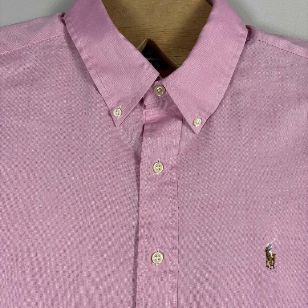 Ralph Lauren Men's 2XL Pink Classic Fit Chambray Button Down Long Sleeve Shirt